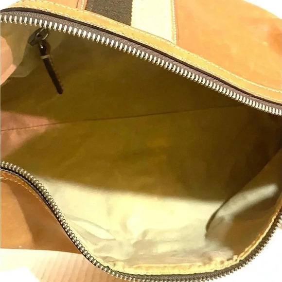 Coach vintage brown unisex striped toiletry travel make up bag - Picture 6 of 8